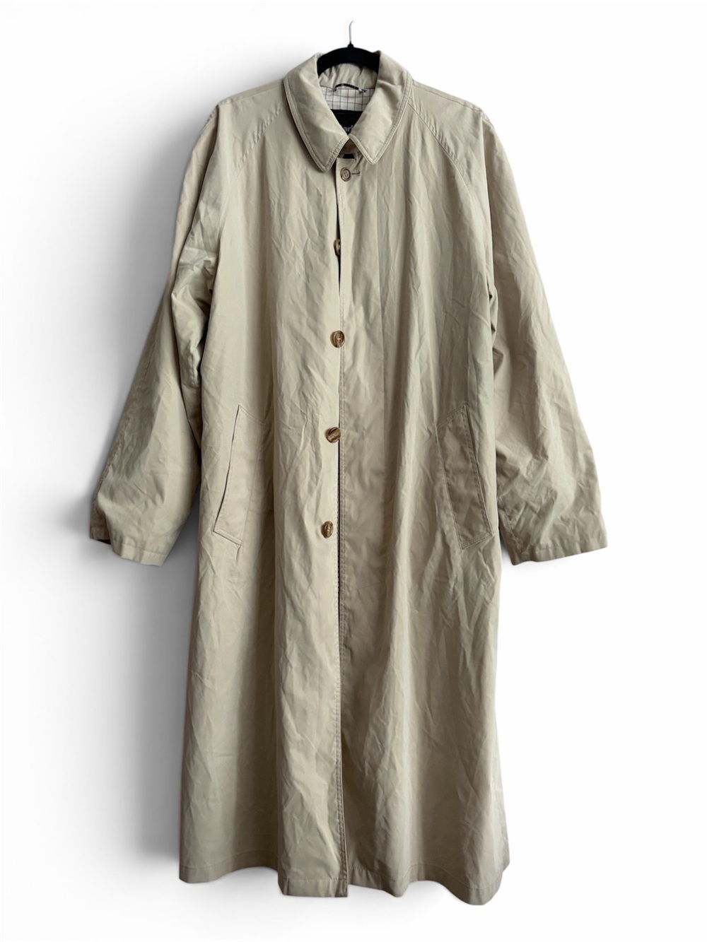 Vintage Barbour Single-Breasted Mac Car Coat - Tan Beige, Size Medium
